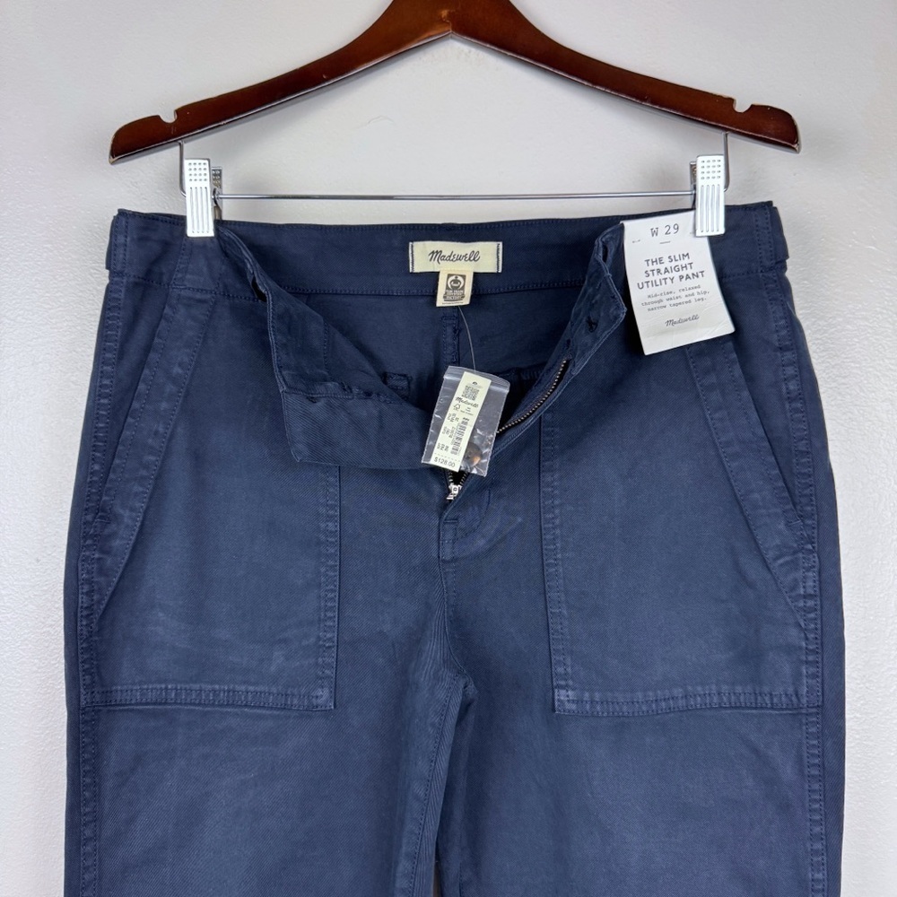Madewell Slim Straight Utility Pants Garment Dye Deep Indigo Size 29 NWT - Picture 9 of 11